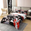 Kranich 100% medvilnės antklodės užvalkalas 220 x 240 cm japoniško stiliaus patalynės komplektas vyšnių žiedų raštu moterims ir mergaitėms, dekoratyvinis japoniškas tradicinis antklodės užvalkalų komplektas su užtrauktukais