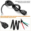Kuoqiy 3 dalių usb-a female 5v/3a pigtail atviro galo maitinimo kabelis, 1 m 22 awg usb 2.0 female 4 kontaktų laidas "pasidaryk pats" pigtail kabelis usb įrenginių remontui "pasidaryk pats" kabelis