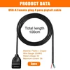 Kuoqiy 3 dalių usb-a female 5v/3a pigtail atviro galo maitinimo kabelis, 1 m 22 awg usb 2.0 female 4 kontaktų laidas "pasidaryk pats" pigtail kabelis usb įrenginių remontui "pasidaryk pats" kabelis