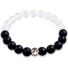 Kuzzoi Buddha 0207491522 vyriška apyrankė su juodu onikso brangakmeniu ir stiklo karoliukais, yin-yang simbolio karoliukas pagamintas iš 925 sidabro, apyrankė porai, jogos apyrankė, energijos apyrankė, ilgis 19-23 cm