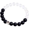 Kuzzoi Buddha 0207491522 vyriška apyrankė su juodu onikso brangakmeniu ir stiklo karoliukais, yin-yang simbolio karoliukas pagamintas iš 925 sidabro, apyrankė porai, jogos apyrankė, energijos apyrankė, ilgis 19-23 cm