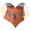 Laikrodis Inilbran boho starfish kriauklės apyrankė ant kulkšnies, vintažinė paplūdimio kriauklių apyrankė ant kulkšnies, sidabrinė starfish pakabuko grandinėlė ant kulkšnies, kriauklių sąvaržėlės apyrankė moterims