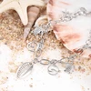 Laikrodis Inilbran boho starfish kriauklės apyrankė ant kulkšnies, vintažinė paplūdimio kriauklių apyrankė ant kulkšnies, sidabrinė starfish pakabuko grandinėlė ant kulkšnies, kriauklių sąvaržėlės apyrankė moterims