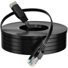 Lan kabelis, 15 metrų, cat 6, plokščias tinklo kabelis, 15 m, didelės spartos juodas ethernet kabelis, rj45 kabelis, plonas interneto kabelis, 1 gbps patch kabelis, gigabitinis lan kabelio ilgintuvas maršrutizatoriui