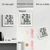 Lancoon elektroninis žadintuvas su magnetiniu lcd ekranu, temperatūros, drėgmės, datos rodymu, mažas, maitinamas baterijomis, 12/24 valandų formatas, ℃/℉ jungiklis, laikiklis, pakabinimo skylė namams, svetainei, biurui