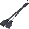 Lanminglel trumpas 90 laipsnių pd 65w usb 2.0 greito įkrovimo kabelis plokščias usb 2.0 vyriškas į 2 moteriškus kabelius dvigubas usb skirstytuvas duomenų perdavimo kabelis telefonams, planšetiniams kompiuteriams, nešiojamiems kompiuteriams 10 cm (right a