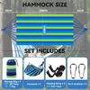 Lauko turistinis hamakas 2 asmenims, 270 kg apkrova (300 x 150 cm), kvėpuojantis, tvirtas, nešiojamas drobinis hamakas su kelioniniu krepšiu, 2 aukščiausios kokybės karabinai, 2 nailoniniai diržai, sodui, vidaus