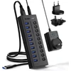 Lemorele Usb 3.0 maitinamas 10 prievadų gen 1 šakotuvas su maitinimo šaltiniu, nepriklausomas grandinės pertraukiklis, 12v 2a Usb maitinimo adapteris 1