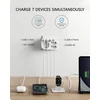 Lencent usb lizdas 7 viename daugiafunkcinis adapteris, 3 krypčių dvigubas euro ir 1 schuko daugiafunkcinis kištukas su 3 usb ir usb-c jungtimis, dvigubas kištukas sieniniam lizdui, polikarbonatas