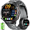 Lige išmanusis laikrodis vyrams, 1.73 colio Amoled didelis ekranas, 900 Mah ilgas baterijos veikimo laikas, 110+ sporto režimų, fitneso laikrodis su širdies ritmo, miego monitoriumi, daugiafunkcinis išmanusis laikrodis, skirtas Android Ios, juodas