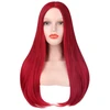 Likungou 60 cm raudonas perukas sally ilgi tiesūs sintetiniai plaukai moterims helovino košmaro cosplay perukai kostiumų aksesuarai
