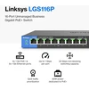 Šakotuvas Linksys Lgs116p-eu 16 prievadų nevaldomas gigabitinis tinklo jungiklis su 8 Poe+ prievadais ethernet skirstytuvas - iki 1000 mbps biurui ir namų ip stebėjimui - skirtas statyti ant stalo