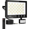 Litglobe Led prožektorius su judesio davikliu lauke 100 W, 10000 lm priekinis žibintas su nuotoliniu valdymu, 6500 K šaltai baltas led prožektorius, ip66 vandeniui atsparus prožektorius su judesio davikliu lauke garažui