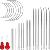 Littlegaofeithing 28 dalių siuvimo adatų įvėrimo įrankiai siuvimo adatoms, odinės, plieninės, tvirtos siuvimo adatos su didelėmis akutėmis siuvimui ir taisymui