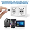 Lizdai su usb, (maks. 5 v 3.4 a) schuko lizdas usb įterptinė sistema 55 grynai balta blizgi sieninė rozetė tik 32 mm gylio (usb c baltas (3.4 a))