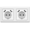 Lizdai su usb, (maks. 5 v 3.4 a) schuko lizdas usb įterptinė sistema 55 grynai balta blizgi sieninė rozetė tik 32 mm gylio (usb c baltas (3.4 a))
