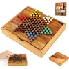 Logica Puzzles kinų šaškės - medinis stalo žaidimas - teakmedžio kelioninė versija