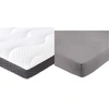 Lova Amazon Basics gelinis putų antčiužinis 7 cm - 180 x 200 cm ir paklodė su guma, mikropluoštas, tamsiai pilka, 180 x 200 x 30 cm