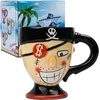 Lucylanker Pirate puodelis, 3d keramikinis kavos puodelis, animacinis pirato puodelis, talpa 300 ml jūsų mėgstamiausio gėrimo, kūrybinga dovana tėčiui, vaikinui, kavos mėgėjams (juodas)