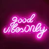 Lufeis neoninis ženklas, good vibe only, akrilinis neoninis šviestuvas, usb neoninis ženklas, neoninis 3d sienos dekoravimas, led neoninis šviestuvas, miegamojo sienos dekoravimui, barui, vestuvių dekorui, įsimylėjėlių dovana