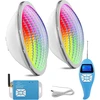Lylmle led baseino apšvietimas par56 20 w baseino priekinis žibintas rgb spalvą keičiantis reguliuojamas išorinis sinchronizavimas su nuotolinio valdymo pulteliu, ip68 vandeniui atsparus led povandeninis prožektorius, 12 v ac (2 vnt.)
