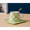 Magicvogel Modernus kavos puodelis su lėkštele ir šaukšteliu 240 ml espresso puodelių rinkinys keramikinis cappuccino puodelis kavai, latte, mocha, macchiato, arbatai (žalias)
