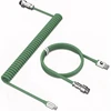 Mambasnake C01 spiralinis klaviatūros kabelis, profesionalus spiralinis Usb-c kabelis mechaninėms klaviatūroms, Type-c į Usb-a kabelis su nuimama metaline aviacine jungtimi, Tpu skirtas žaidimų klaviatūroms, Pc, Mac, kompiuteriui - žalias