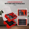 Manufore 3.7 V elektrinis akumuliatorinis atsuktuvas, 2 sluoksnių 55 dalių rinkinys, su led lempute ir usb įkrovimo laidu, priedai: antgaliai, grąžtai ir galvutės