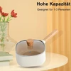 Maxspace puodas, nelipnus aliuminio pieno puodas 18 cm su dangčiu 1.8 l, tinkamas visų tipų viryklėms, sriubos dubuo su medine rankena pienui, sriubai, makaronams (baltas)