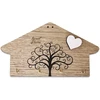 Mdf raktų pakaba su graviruotu tekstu Sweet Home ir Tree of Life, atspausdinta su baltu širdies formos įspaudu, 4 kabliukai, medžio spalvos, dovanos idėja (medis, 4 kabliukai)