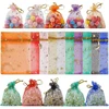 Megcdtr 100 vnt. organzos maišelių rinkinys, 9 x 12 cm organzos maišeliai, 10 spalvų papuošalų maišeliai, levandų maišeliai, dovanų maišelis iš organzos vestuvėms, gimtadieniui, kalėdoms, valentino dienai