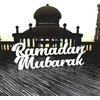 Melis dekoratyvinis užrašas - Ramadan Mubarak - medinis ženklas baltas - 20 cm plotis
