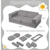 Memorecool žaisminga vaikiška sofa iš velveto – 10 dalių modulinė vaikiška sofa-lova, kordas žaidimų kambariui