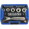 Michaelpro Mp012006 1/4 colio mini reketinis atsuktuvas su dideliu sukimo momentu 17 viename trumpas ketvirtinis reketas su antgaliais, plokščiaisiais ir adapteriu