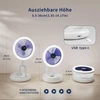 Mihoho turbo ventiliatorius, 4 greičių oro cirkuliatorius su šviesa, sulankstomas ventiliatorius su baterija ir lempa namams, biurui, stalui, laukui, montuojamas ant lubų ir sienos (baltas (su šviesa))