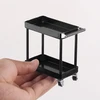 Mini dirbtuvių vežimėlis įrankių vežimėlis surinkimo vežimėlis dirbtuvių vežimėlis metalinis daugiafunkcinis vežimėlis 2 pakopų vežimėlis medžiagų vežimėlis smulkioms dalims, tokioms kaip veržlės, varžtai, sraigtai 86 x 42 (juodas)