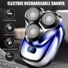 Mini elektrinis skustuvas, nešiojamas skustuvas, elektrinis vyriškas, usb belaidis elektrinis skustuvas, 3d besisukantis 3 skutimosi galvutės, barzdos trimeris, led rotacinis skustuvas, giliai valantis skustuvas vyrams (mėlynas)