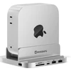 Minisopuru Iexpandmate Mini218b Pro Mac mini M4 dokas su 10 gbps usb c/a, tf/sd, usb a 2.0, mac mini hub'as ir stovas su m.2 nvme ssd (nepridedamas), skirtas mac mini m4 ir m4 pro 2024