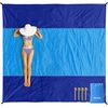 Miulee paplūdimio antklodė, atspari smėliui, vandeniui atsparus paplūdimio kilimėlis 200 x 210 cm, ypač didelė xxl pikniko antklodė, 4 tvirtinimo kampai, lauko antklodė, kempingo antklodė, kelioninė antklodė paplūdimiui, žygiams ir ekskursijoms
