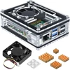 Miuzei dėklas, skirtas raspberry pi 5, rasberry pi 5 dėklas su 4 variniais radiatoriais ir 40 x 10 mm pwm ventiliatoriumi, aktyvios ir pasyvios šilumos išsklaidymo balansas, skirtas raspi 5 4gb 8gb, skaidrus akrilas