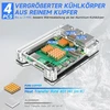 Miuzei dėklas, skirtas raspberry pi 5, rasberry pi 5 dėklas su 4 variniais radiatoriais ir 40 x 10 mm pwm ventiliatoriumi, aktyvios ir pasyvios šilumos išsklaidymo balansas, skirtas raspi 5 4gb 8gb, skaidrus akrilas