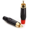 Moborest rca kištuko adapteris audio phono paauksuotas litavimo kištukas rca male 2 vnt rca male-juodas-2p
