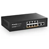 Mokerlink 10 prievadų gigabitinis poe komutatorius, 8 ge poe+, 2 ge uplink, 10/100/1000 mbps, 120w 802.3af/at poe, be ventiliatoriaus plug & play ethernet komutatorius