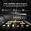 Mokerlink 10 prievadų gigabitinis poe komutatorius, 8 ge poe+, 2 ge uplink, 10/100/1000 mbps, 120w 802.3af/at poe, be ventiliatoriaus plug & play ethernet komutatorius