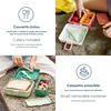 Monbento - vaikiška priešpiečių dėžutė su skyreliais Snacky Mėlyna Dino - užkandžių dėžutė vaikams sumuštiniams - su įrankiais - personalizuota priešpiečių dėžutė vaikams - idealiai tinka mokyklai/iškyloje - be Bpa
