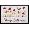 Moonworks® Durų kilimėlis Kalėdiniai šunys su Kalėdine kepure Merry Christmas Neslystantis ir plaunamas juodas 60 x 40 cm
