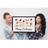 Moonworks® Durų kilimėlis Kalėdiniai šunys su Kalėdine kepure Merry Christmas Neslystantis ir plaunamas juodas 60 x 40 cm