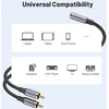 Moswag 3.5 mm į Rca stereo audio kabelis, 25 cm 3.5 mm moteriška jungtis į 2 Rca stereo audio kabelį paauksuotas skirtas Tv, išmaniajam telefonui, Mp3, planšetiniam kompiuteriui, garsiakalbiui, namų kinui