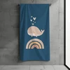 Mtonlinehandel vaikiškas paplūdimio rankšluostis 70 x 140 cm mergaitėms ir berniukams - minkštas ir gerai sugeriantis vonios rankšluostis su banginio motyvu mėlynas - medvilnės ir poliesterio mišinys