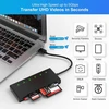 Multi sd kortelių skaitytuvas usb 3.0, sd/tf/cf/ms/xd 5 gbps didelės spartos atminties kortelių skaitytuvas, skirtas sdxc sdhc micro sd cf ms mmc kortelėms, sony memory stick pro duo adapteris, skaito 5 korteles vienu metu